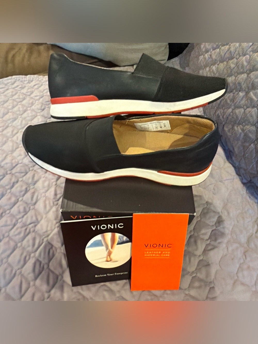 Vionic Cameo Black Slip-On Leather Sneakers